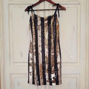 Cupcakes & Cashmere Johan Striped  Sequin Cocktail